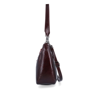 Kabelka přes rameno i crossbody s odepínacími popruhy Le Sands materiál syntetická kůže zapínání na zip barva vínová velikost střední 4637 BO Z boku