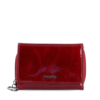 Elegantní lakovaná kožená peněženka Carmelo materiál kůže zapínání na zip barva vínová velikost malá 2105 L BO