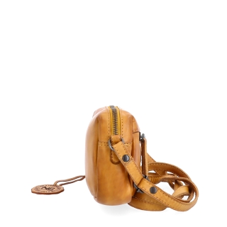 Minimalistická kožená crossbody kabelka Noelia Bolger materiál kůže zapínání na zip barva žlutá velikost malá NB 2417 ZLU Z boku