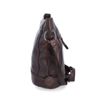 Kožená crossbody kabelka s designovým prošitím Noelia Bolger materiál kůže zapínání na zip barva hnědá velikost střední NB 2089 H Z boku