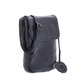 Kožená crossbody taška s klopou Noelia Bolger materiál kůže zapínání s klopou barva černá velikost malá NB 2418 C