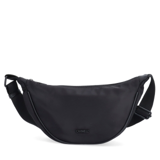 Malá nylonová kabelky typu moonbag Carmelo materiál nylon zapínání na zip barva černá velikost malá 6609 C Zepředu