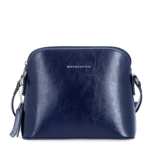 Luxusní malá kožená crossbody kabelka Noelia Bolger materiál kůže zapínání na zip barva modrá velikost malá NB 0080 TM Zepředu