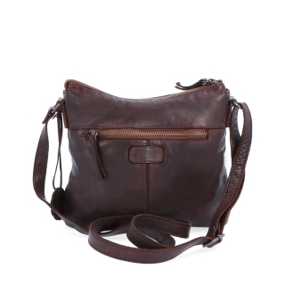 Kožená crossbody kabelka s moderním designem Noelia Bolger materiál kůže zapínání na zip barva hnědá velikost malá NB 2400 H Zezadu