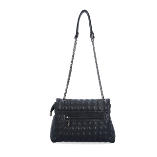 Elegantní prošívaná kabelka přes rameno Le Sands materiál syntetická kůže zapínání s klopou barva černá velikost malá 4375 C Zezadu