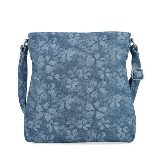 Crossbody kabelka s jemným květinovým vzorem Carmelo materiál syntetická kůže zapínání na zip barva modrá velikost střední 4601 M Zepředu
