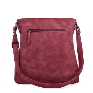 Stylová crossbody kabelka s čistým designem Tangerin materiál syntetická kůže zapínání na zip barva vínová velikost střední 1101 BO Zezadu