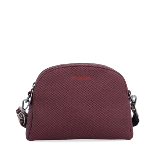 Stylová crossbody kabelka s texturovaným povrchem Tangerin materiál syntetická kůže zapínání na zip barva vínová velikost malá 4365 BO Zepředu
