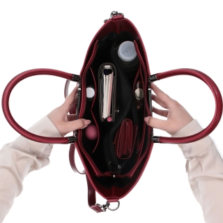 Velká designová kabelka Noelia Bolger materiál kůže zapínání na zip barva červená velikost velká NB 0049 TCV Vnitřek