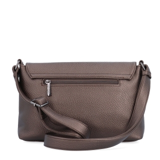 Elegantní crossbody kabelka s klopou Le Sands materiál syntetická kůže zapínání s klopou barva metalická velikost malá 4652 BR Zezadu