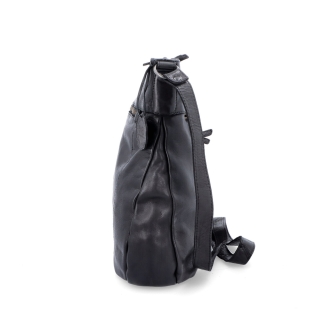 Vintage kožená crossbody kabelka Noelia Bolger materiál kůže zapínání na zip barva černá velikost střední NB 2004 C Z boku