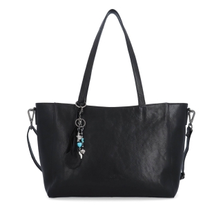 Velká kožená crossbody kabelka s přívěskem Noelia Bolger materiál kůže zapínání na zip barva černá velikost velká NB 3109 C Zepředu