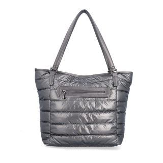 Shopperka přes rameno z nadýchaného materiálu Carmelo materiál nylon zapínání na zip barva metalická velikost velká 4385 TI Zezadu