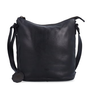 Crossbody kabelka v nadčasovém designu Noelia Bolger materiál kůže zapínání na zip barva černá velikost střední NB 2431 C Zepředu