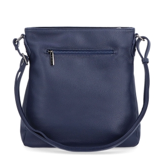 Designová crossbody kabelka Carmelo materiál syntetická kůže zapínání na zip barva modrá velikost střední 4271 TM Zezadu