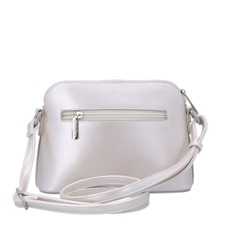 Minimalistická crossbody kabelka Le Sands materiál syntetická kůže zapínání na zip barva béžová velikost malá 7710 PRL Zezadu