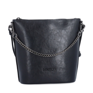 Elegantní crossbody kabelka s řetízkem Le Sands materiál syntetická kůže zapínání na zip barva černá velikost malá 7722 C Zepředu