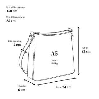 Minimalistická crossbody kabelka do města Le Sands materiál syntetická kůže zapínání na zip barva béžová velikost malá 7706 BE Rozměry
