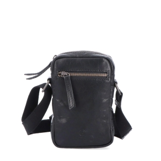 Malá kožená crossbody Poyem materiál kůže zapínání na zip barva černá velikost malá 2220 Poyem C Zepředu