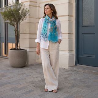 Stylový dámský šátek pro každý outfit Noelia Bolger materiál polyester barva tyrkysová KL501 - 05