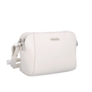 Menší crossbody kabelka se dvěma kapsami Le Sands materiál syntetická kůže zapínání na zip barva béžová velikost malá 7716 BE