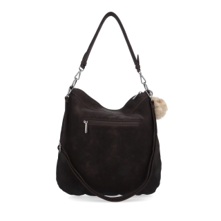 Praktická kabelka přes rameno i crossbody s prošitím Carmelo materiál syntetická kůže zapínání na zip barva hnědá velikost střední 4656 TH Zezadu