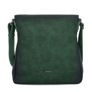 Střední jednoduchá crossbody kabelka Indee materiál syntetická kůže zapínání na zip barva zelená velikost střední 6317 TZE Zepředu