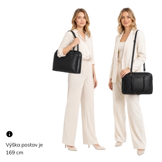 Dámská taška na notebook s crossbody popruhem Le Sands materiál syntetická kůže zapínání na zip barva černá velikost velká 7728 C Na postavě