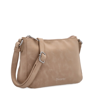 Malá minimalistická crossbody kabelka s hebkým povrchem Tangerin materiál syntetická kůže zapínání na zip barva béžová velikost malá 7016 SAN