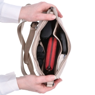 Kožená crossbody kabelka Noelia Bolger materiál kůže zapínání na zip barva šedá velikost malá NB 0074 SS Vnitřek