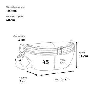 Moderní kožená crossbody ledvinka se dvěma zipy Noelia Bolger materiál kůže zapínání na zip barva černá velikost střední NB 2035 C Rozměry