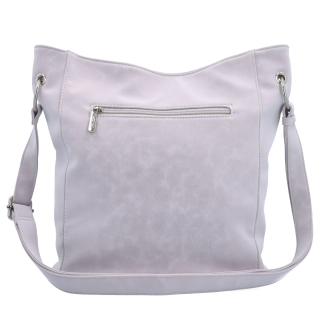Městská crossbody kabelka s hebkým povrchem a děleným vnitřkem Tangerin materiál syntetická kůže zapínání na zip barva růžová velikost střední 7015 LI Zezadu