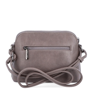 Minimalistická crossbody kabelka LeSands materiál syntetická kůže zapínání na zip barva taupe velikost malá 7710 T Zezadu