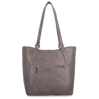 Prostorná shopper kabelka přes rameno Le Sands materiál syntetická kůže zapínání na zip barva taupe velikost velká 7703 T Zezadu