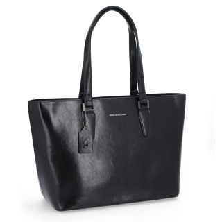 Shopper kabelka přes rameno Noelia Bolger materiál kůže zapínání na zip barva černá velikost velká NB 0047 C