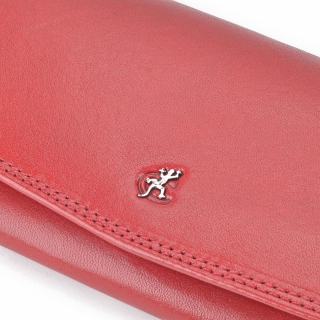 Peněženka se dvěma zipy Cosset materiál kůže zapínání na cvoček barva červená velikost velká 4466 Komodo CV Logo
