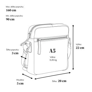 Kožená crossbody taška Poyem materiál kůže barva hnědá velikost malá 2206 Poyem H Rozměry