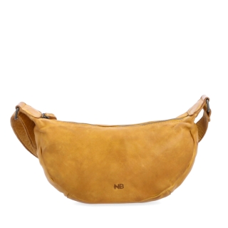 Malá kožená moonbag kabelka Noelia Bolger materiál kůže zapínání na zip barva žlutá velikost malá NB 2411 ZLU Zepředu