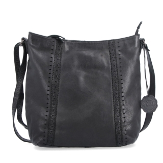 Kožená kabelka s perforací a nastavitelným crossbody popruhem Noelia Bolger materiál kůže zapínání na zip barva černá velikost střední NB 2029 C Zepředu