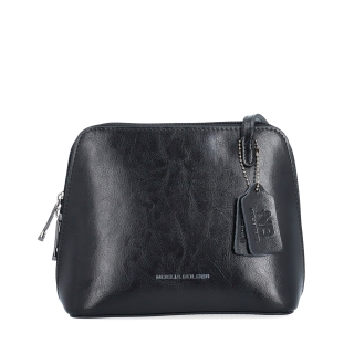 Kožená crossbody kabelka s promyšleným členěním Noelia Bolger materiál kůže zapínání na zip barva černá velikost malá NB 0115 C Zepředu