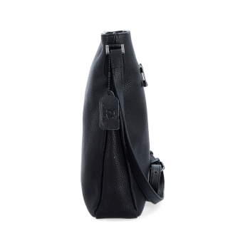 Minimalistická kožená crossbody kabelka pro každý den Noelia Bolger materiál kůže zapínání na zip barva černá velikost střední NB 3005 C Z boku