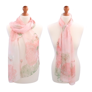 Lehká šála s květinovým motivem Noelia Bolger materiál polyester barva růžová KL502 - 03