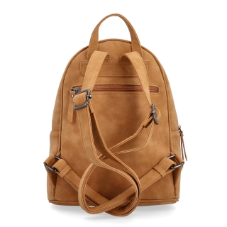 Stylový dámský batoh do města Tangerin materiál syntetická kůže zapínání na zip barva koňaková velikost střední 1113 CAM Zezadu