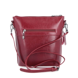 Elegantní kožená crossbody s řetízkem Noelia Bolger materiál kůže zapínání na zip barva červená velikost malá NB 0048 TCV Zezadu