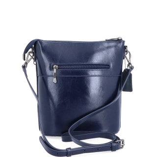 Elegantní kožená crossbody s řetízkem Noelia Bolger materiál kůže zapínání na zip barva modrá velikost malá NB 0048 TM Zezadu
