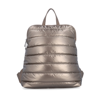 Prošívaný batoh z nadýchaného nylonu Carmelo materiál nylon zapínání na zip barva metalická velikost střední 4384 BR Zepředu
