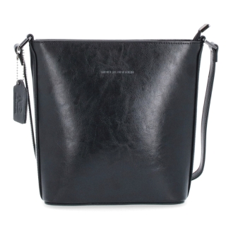 Malá elegantní kožená crossbody kabelka Noelia Bolger materiál kůže zapínání na zip barva černá velikost malá NB 0065 C Zepředu
