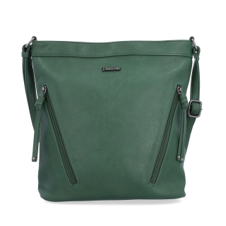 Crossbody kabelka s ozdobnými zipy Tangerin materiál syntetická kůže zapínání na zip barva zelená velikost střední 8050 TZE Zepředu