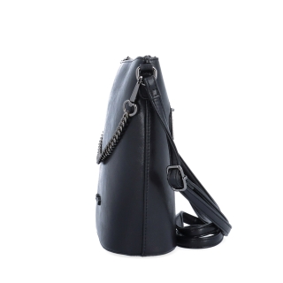 Elegantní crossbody kabelka s řetízkem Le Sands materiál syntetická kůže zapínání na zip barva černá velikost malá 7722 C Z boku