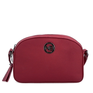 Malá kožená crossbody kabelka s kapsou na zip Noelia Bolger materiál kůže zapínání na zip barva červená velikost malá NB 3013 CV Zepředu